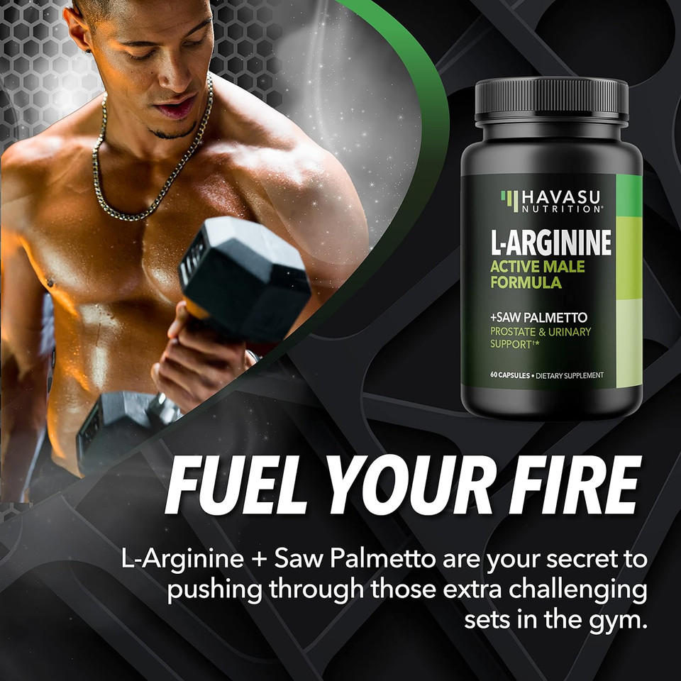 L Arginine Saw Palmetto For Men With S7 Plant-Based Ingredient Blend For Nitric Oxide Boost | Increases Blood Flow And Improves Prostate Support | Active Male Supplement | 60 Vegan Capsules