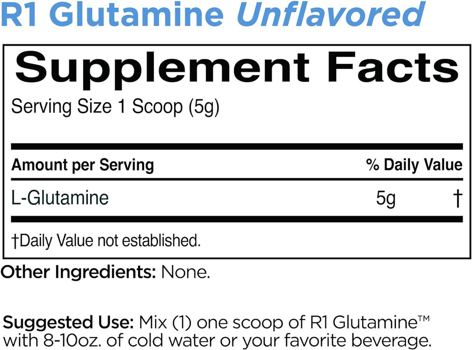 Rule 1 R1 Glutamine, Unflavored - 26.5 Oz - Post-Workout Recovery - 100% Micronized - 150 Servings150 Servings