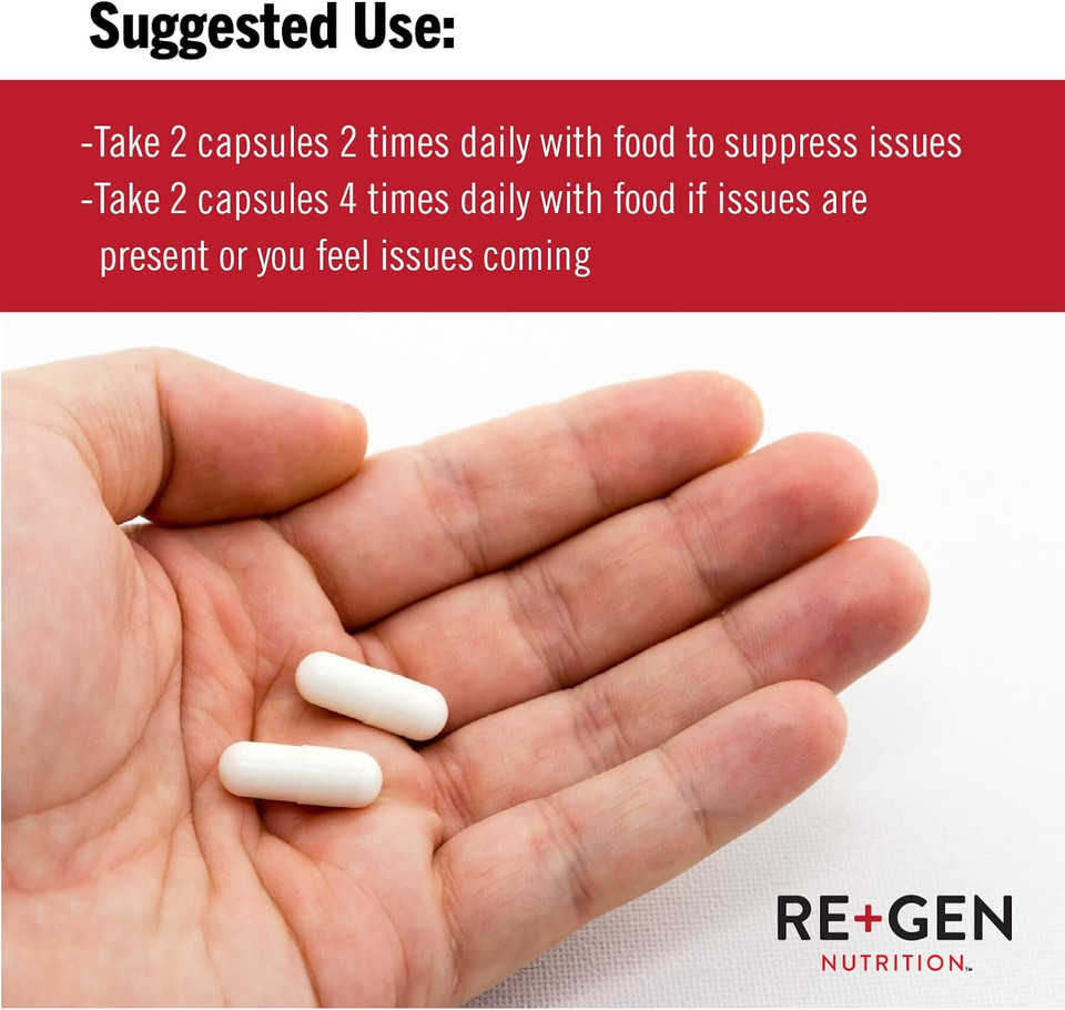 Re+Gen Nutrition Herprescue Immune Support Supplement, Cold Sore Care For Adults, Natural Capsules W/Zinc, Vitamin C, & L Lysine Amino Acid For Immune Health, 120 Capsules Re+Gen Nutrition Herprescue Immune Support Supplement, Cold Sore Care For Adults, Natural Capsules W/Zinc, Vitamin C, & L Lysine Amino Acid For Immune Health, 120 Capsules