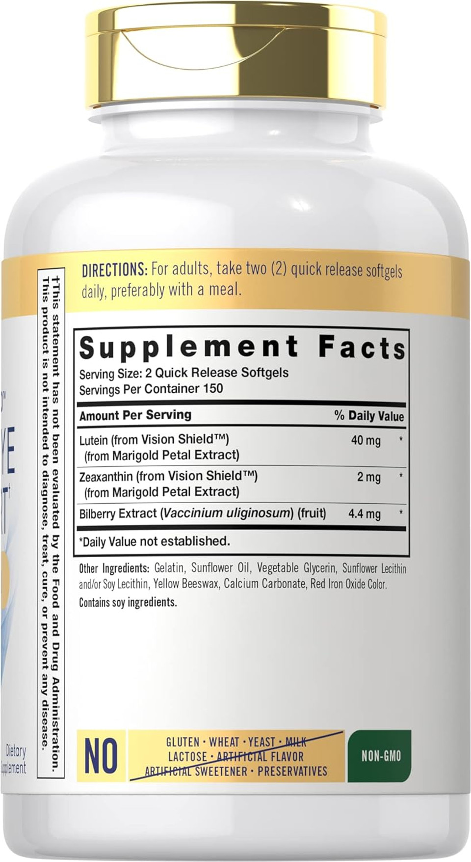 Carlyle Adult Eye Support | 300 Capsules | With Lutein And Zeaxanthin | Non-Gmo And Gluten Free Supplement