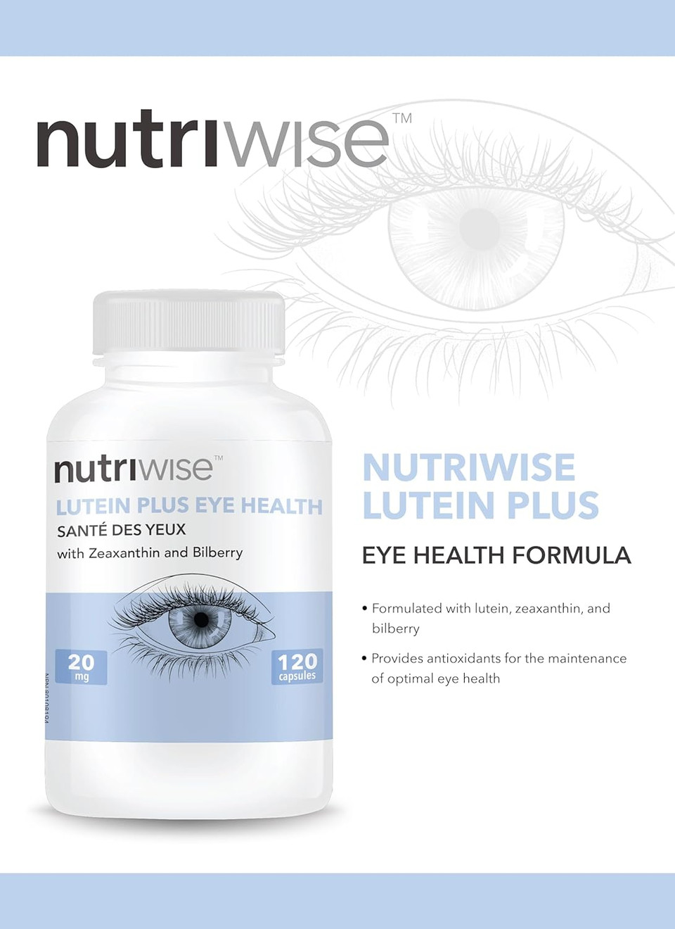 NutriWise Lutein Plus Antioxidant for Eye Health (Bilberry Zeaxanthin Lutein)