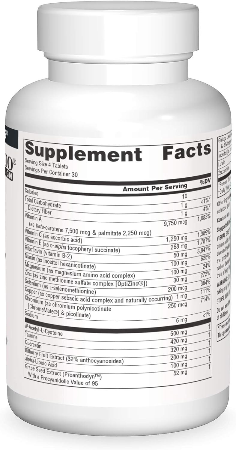 Source Naturals Visual Eyes Dietary Supplement - Multi-Nutrient Complex With Bilberry Extract, Lipoic Acid And Lutein - 120 Tablets120 Count (Pack Of 1)