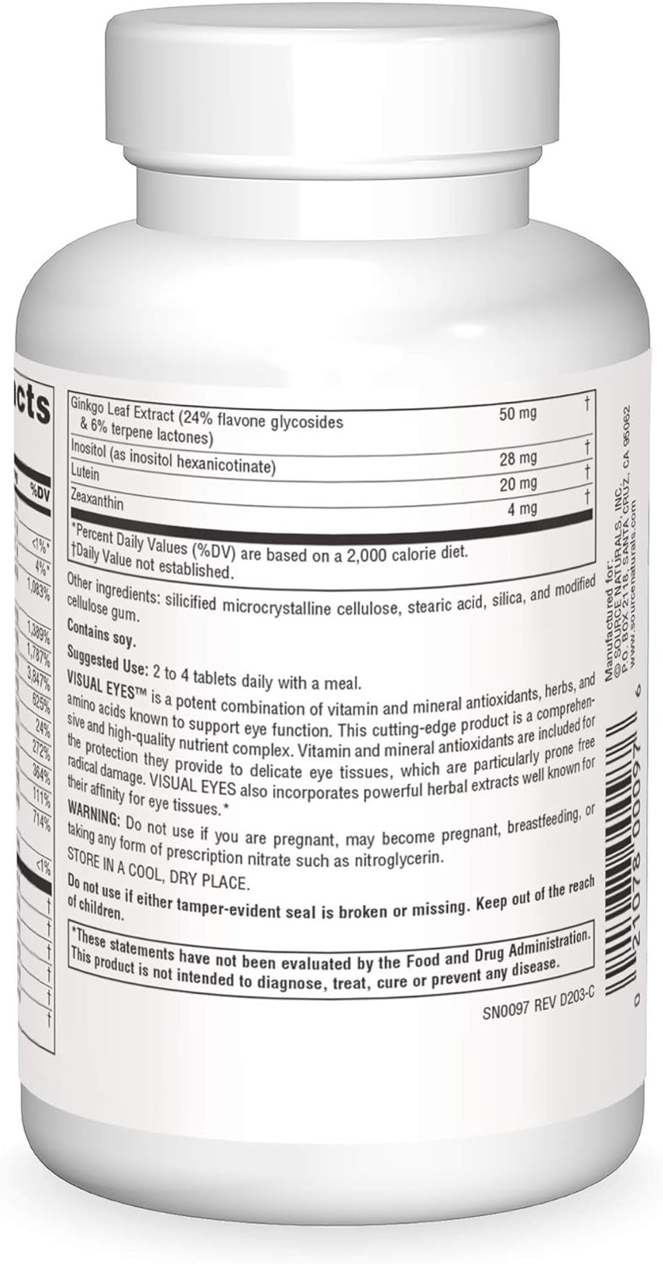 Source Naturals Visual Eyes Dietary Supplement - Multi-Nutrient Complex with Bilberry Extract, Lipoic Acid and Lutein - 120 Tablets120 Count (Pack of 1)