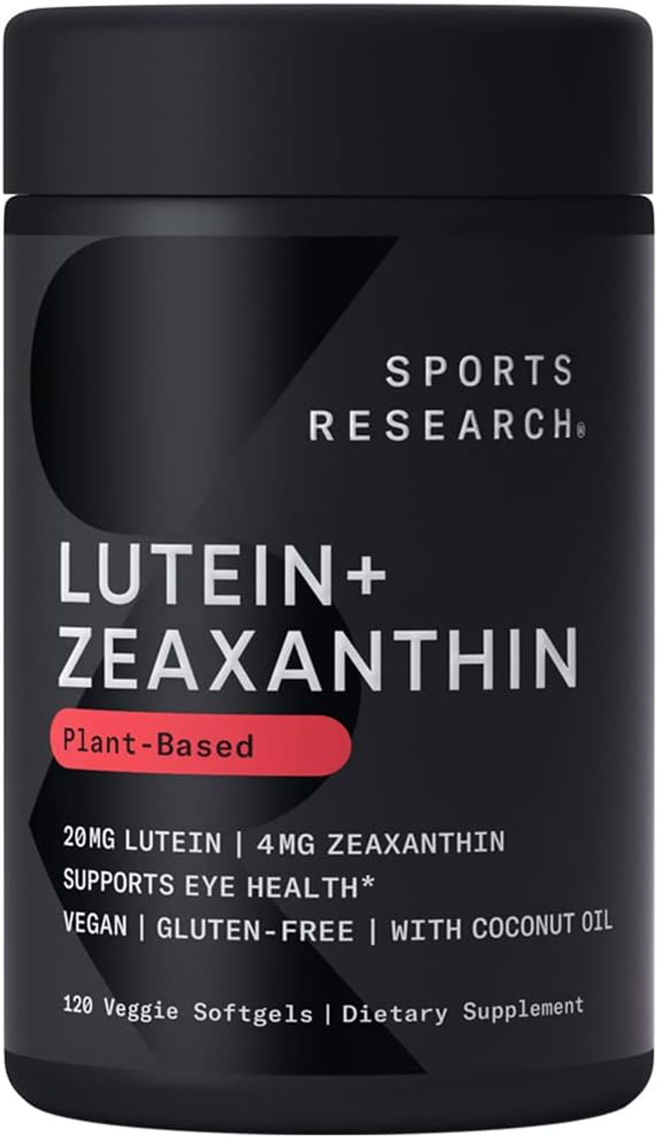 Sports Research Vegan Lutein + Zeaxanthin (20mg) with Organic Coconut Oil for Better Absorption - Supports Vision & Eye Health - Vegan Certified & Non-GMO Verified (120 Softgels)