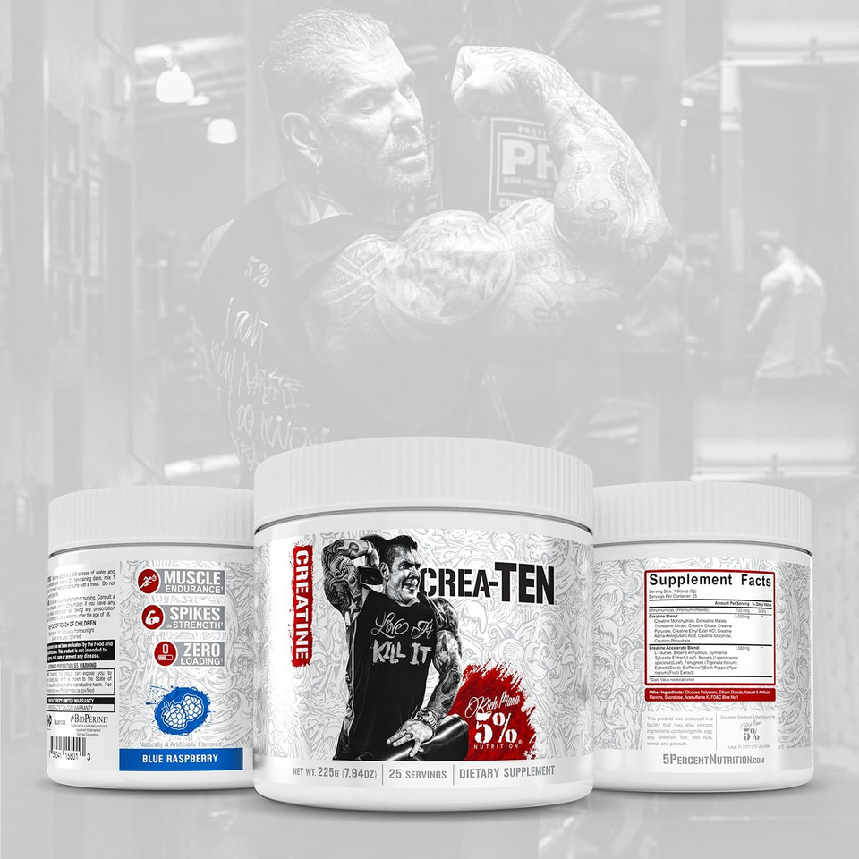 5% Nutrition CreaTEN Creatine Complex + Accelerators | Flavored Creatine Powder for Muscle Gain | Max Power, Strength, Endurance, & Recovery (Blue Raspberry)