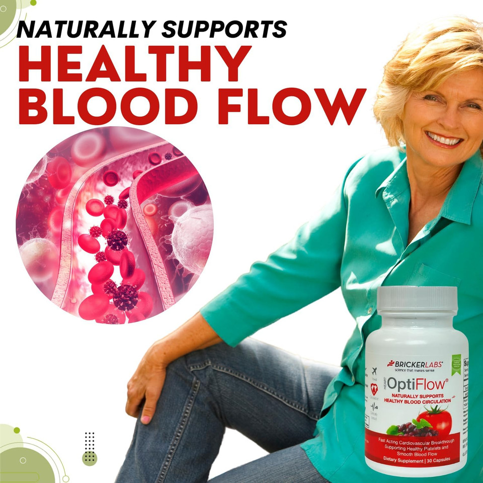 Bricker Labs Optiflow Blood Circulation Vitamins, Naturally Supports Healthy Blood Flow, Contains Fruitflow And Resvida Trans Resveratrol. Blood Optimizer Supplement, 30 Capsules30 Count (Pack Of 1)