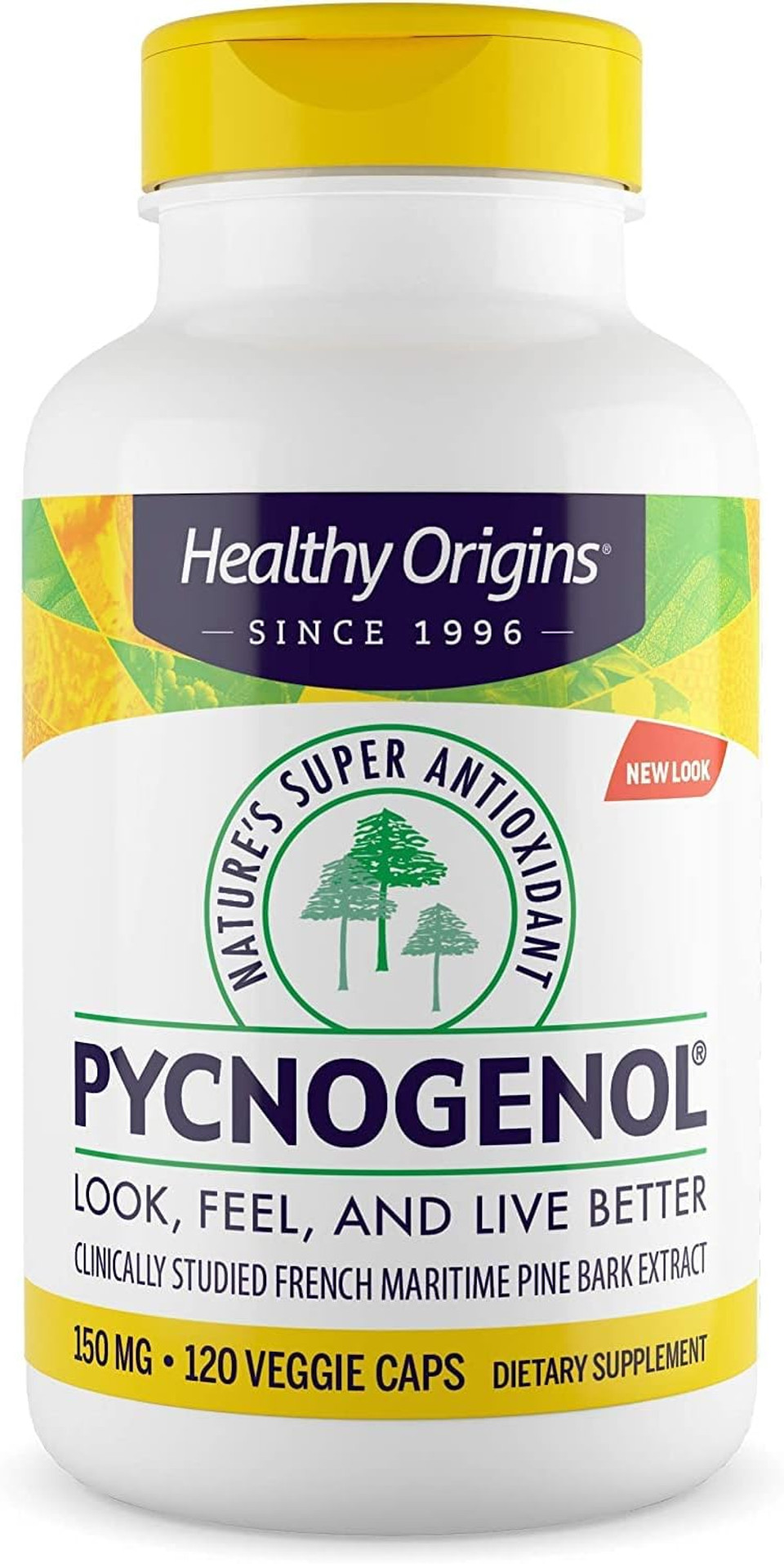 Healthy Origins Pycnogenol 150 mg - Premium Pine Bark Extract - French Maritime Pine Bark Extract for Heart Health, Skin Care & More - Gluten-Free & Non-GMO Supplement - 120 Veggie Caps120 Count (Pack of 1)