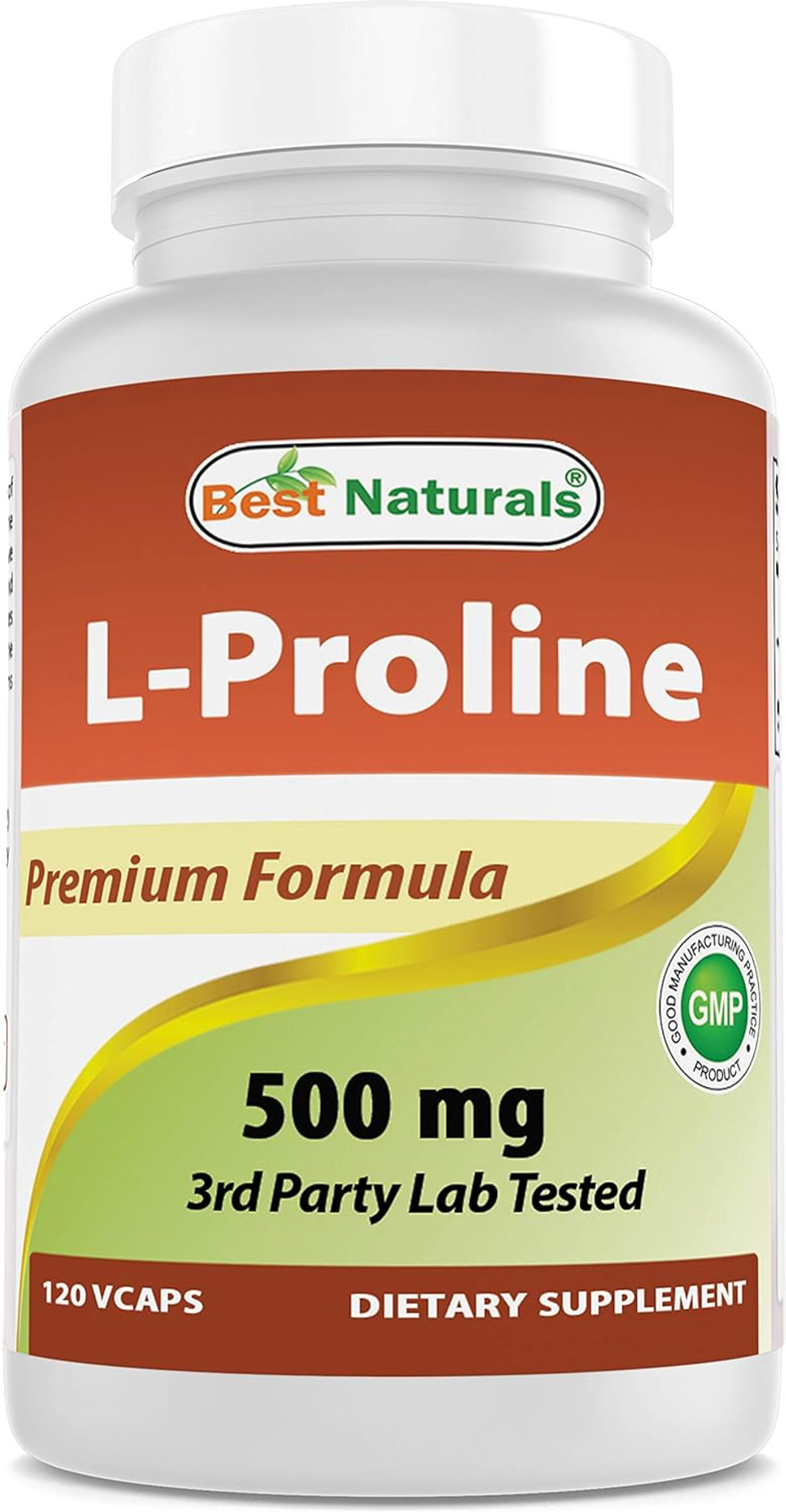 Best Naturals L-Proline Amino Acid Dietary Supplement 500 Mg, 120 Count (817716014456)