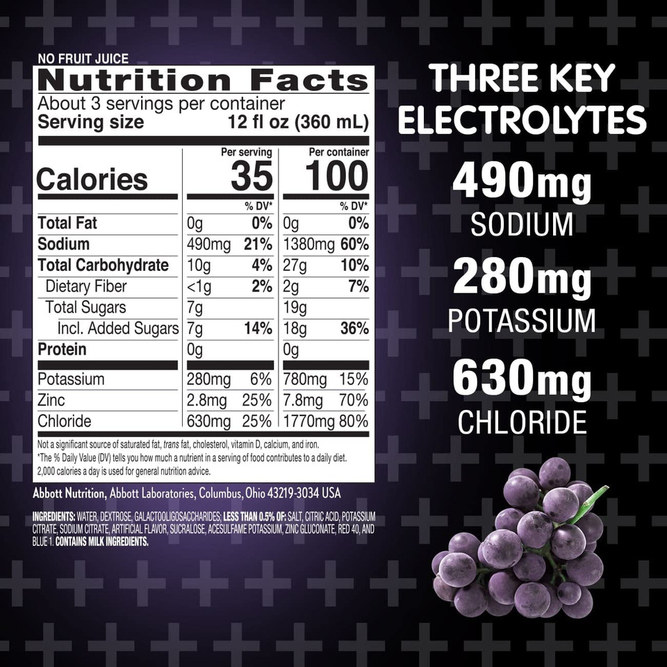 Pedialyte Advancedcare Pedialyte Advancedcare Plus Electrolyte Drink With 33% More Electrolytes And Has Preactiv Prebiotics, Iced Grape, 1 Liter, 4 Count