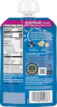 Gerber Wonderfoods Banana Blueberry, 3.5 Oz Pouch