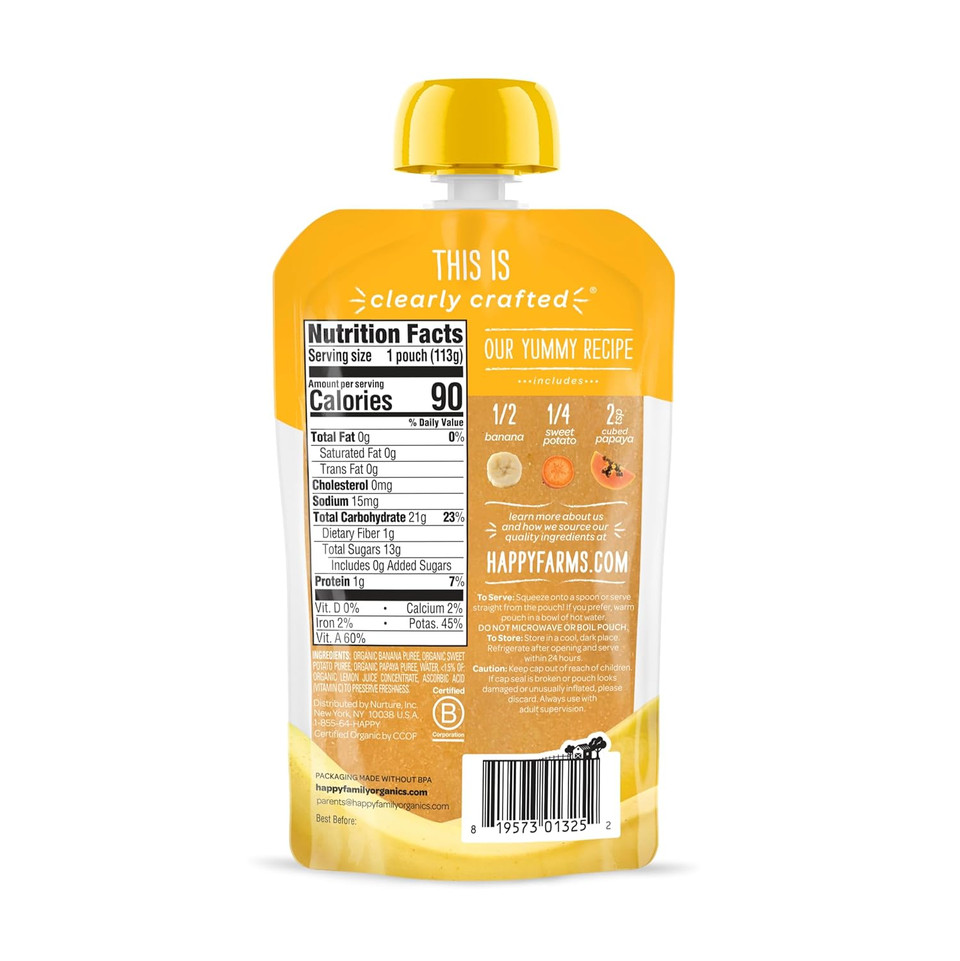 Happy Baby Organics Clearly Crafted Stage 2 Baby Food, Apples, Blueberries And Oats, 4 Ounce (8 Count) Happy Baby Organics Clearly Crafted Stage 2 Baby Food, Apples, Blueberries And Oats, 4 Ounce (8 Count)