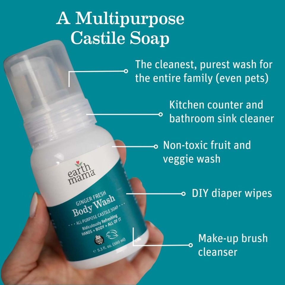 Earth Mama Ginger Fresh Foaming Hand & Body Wash | All-Purpose Castile Soap, 5.3-Fluid Ounce5.3 Fl Oz (Pack Of 1)