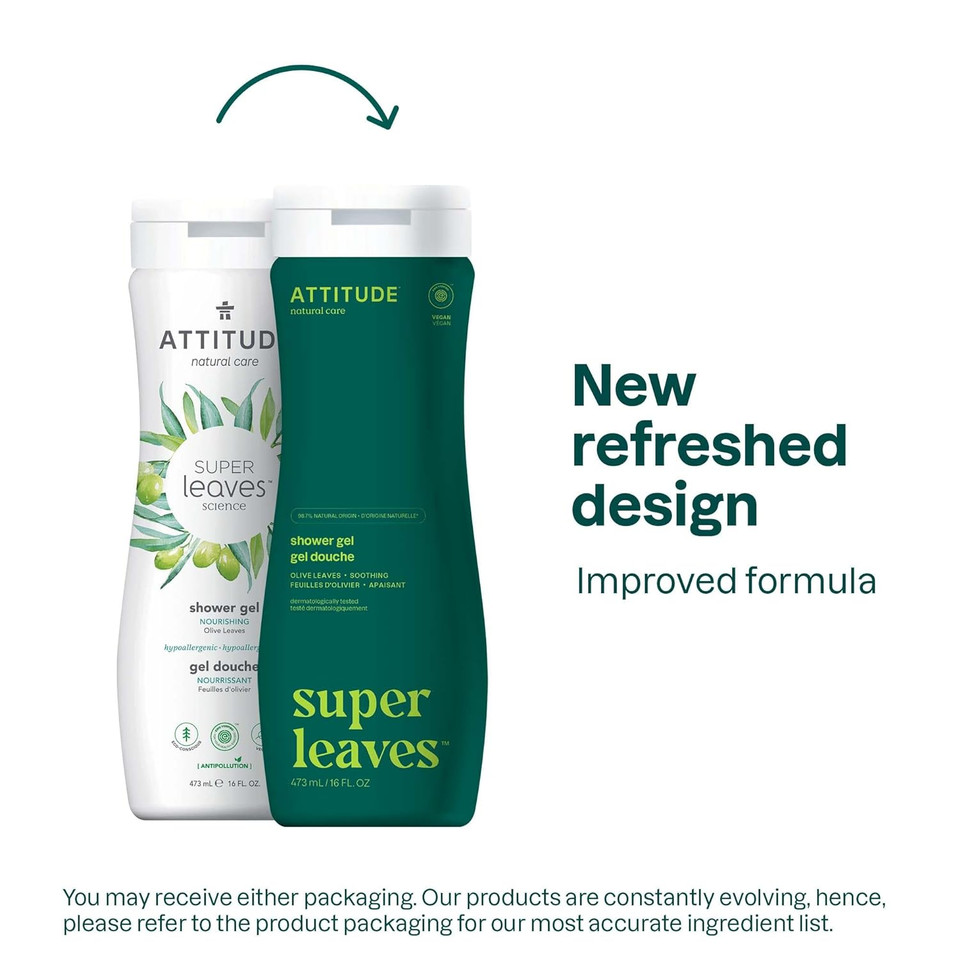 Attitude Body Wash, Ewg Verified, Dermatologically Tested, Plant And Mineral-Based, Vegan Personal Care Products, Olive Leaves, 16 Fl Oz16 Fl Oz (Pack Of 1)