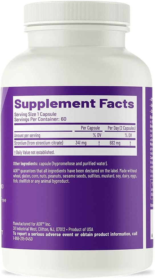 Aor, Strontium Support Ii, Mineral Support For Bone Health, Vegan, Non-Gmo (60 Caps)