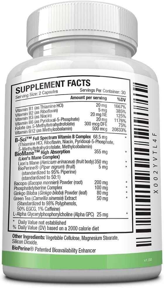 Approved Science Memorysyl - Memory Boosting Supplement - Improve Focus And Concentration - Protect Against Cognitive Decline - With Lionã¢ÂS Mane And Bioperine - 60 Capsules - Vegan