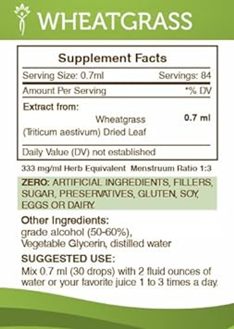 Secrets Of The Tribe Wheatgrass Alcohol Liquid Extract, Wheatgrass (Triticum Aestivum) Dried Leaf (2 Fl Oz)