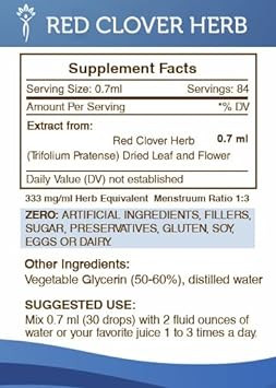 Secrets Of The Tribe Red Clover Herb Alcohol-Free Liquid Extract, Red Clover Herb (Trifolium Pratense) Dried Leaf And Flower Tincture Supplement (2 Fl Oz)2.00 Fl Oz (Pack Of 1)