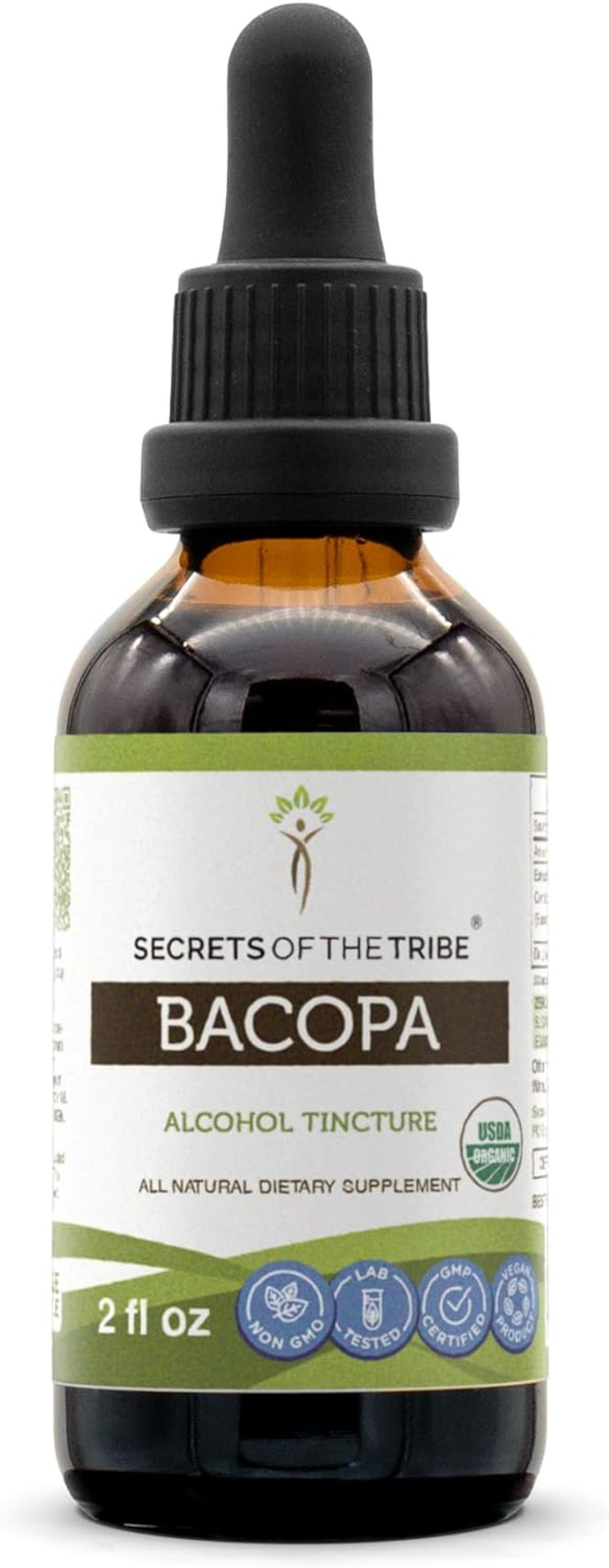 Bacopa Usda Organic | Alcohol Extract, High-Potency Herbal Drops, Relaxation, Positive Cognitive Effect | Made From 100% Certified Organic Bacopa (Bacopa Monnieri) Dried Herb 2 Oz2.00 Fl Oz (Pack Of 1)