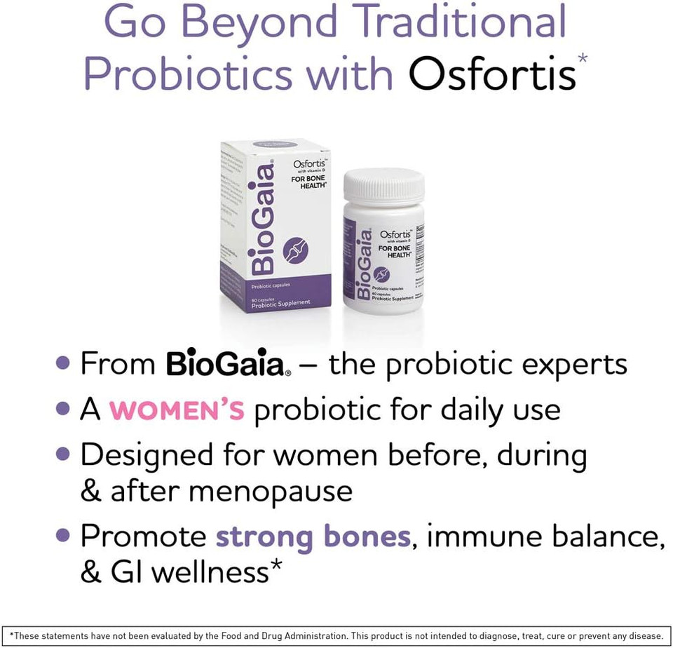 Biogaia Osfortis, Womenã¢ÂS Probiotic For Strong Bones, Immune Balance & Gi Wellness, Contains L. Reuteri 6475, 60 Capsules, 1 Pack