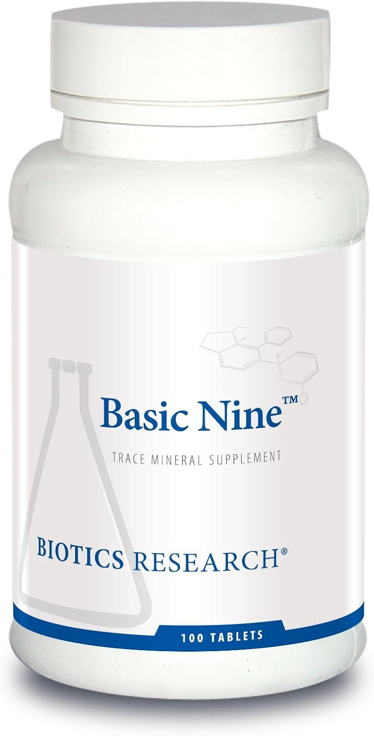 Biotics Research Basic Nine Whole Food Sourced Rare Trace Minerals, Phytochemically Bound, Includes Antioxidants Sod And Catalase. 100 Tabs