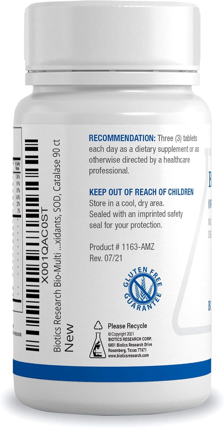 Biotics Research Bio Multi Plus Iron And Copper Free Multivitamin, Chelated Minerals, Emulsified Fat Soluble Vitamins, Iron Free, Copper Free, High Antioxidants, Sod, Catalase 270 Count