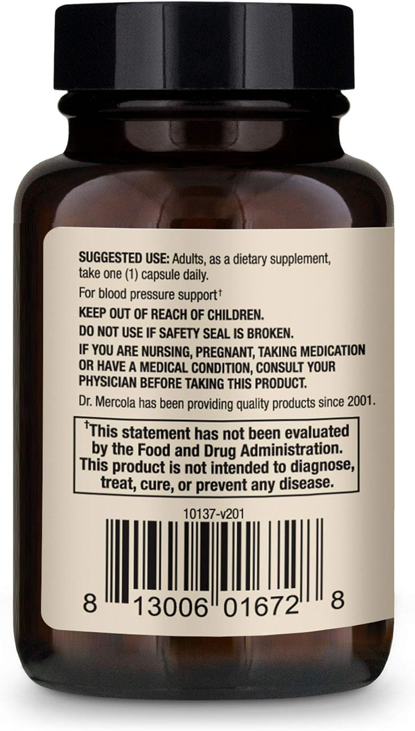 Dr. Mercola, Blood Pressure Support Dietary Supplement, 30 Servings (30 Capsules), Non Gmo, Soy Free, Gluten Free30 Count (Pack Of 1)