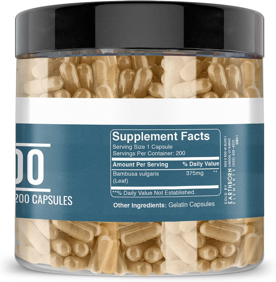 Earthborn Elements Bamboo 200 Capsules, Pure & Undiluted, No Additives