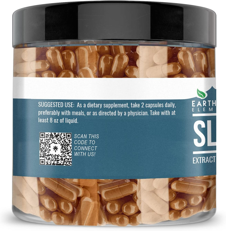 Earthborn Elements Slippery Elm And Yacon Root Bundle, 200 Capsules Each, Pure & Undiluted, No Additives