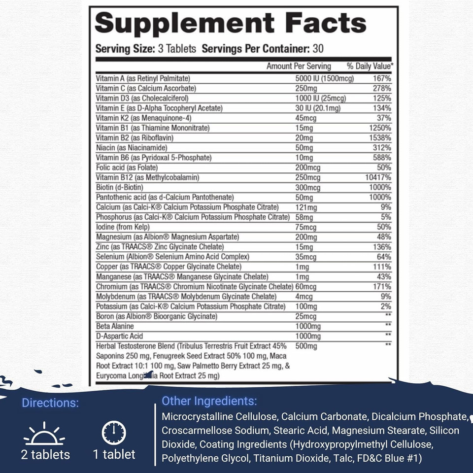 Gaspari Nutrition Anavite Xt: Multivitamin And Mineral Complex For Men, Enhanced Muscle Growth And Recovery, Testosterone Support, 90 Tablets