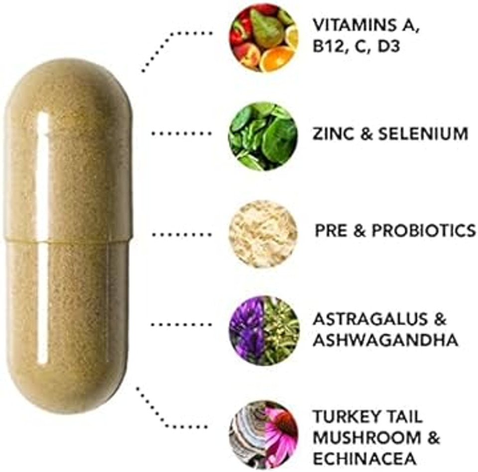 Hairtamin Immunetamin Immunity Booster Capsules With Respiratory Support | Natural Immune Support Supplement & Antioxidant | Daily Multivitamin W/Elderberry, Vitamin C, Zinc, Vitamin D3