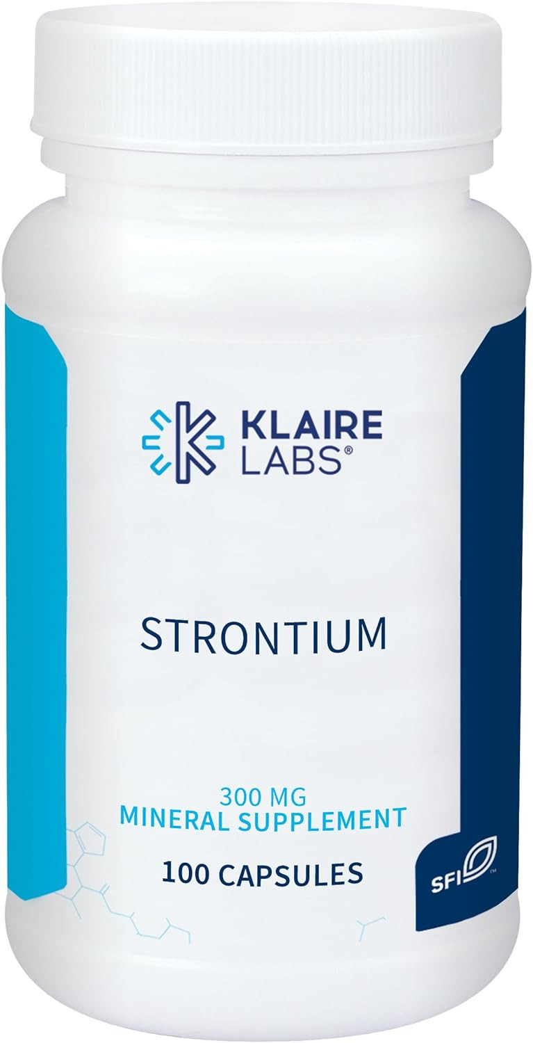 Klaire Labs Strontium - Hypoallergenic 300 Milligrams Bioavailable Strontium Citrate For Bone & Tissue Support (100 Capsules)