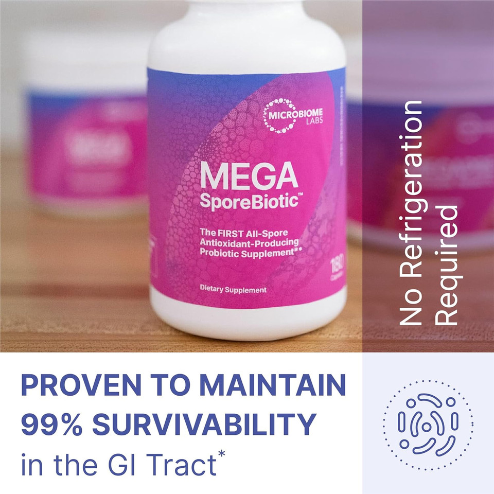 Microbiome Labs Megasporebiotic Spore-Based Probiotics (180 Capsules) + Mega Igg2000 - Dairy-Free Bovine Serum Capsules Immunoglobulin Supplements To Support Gut Health & Detox (120 Count) -2 Products