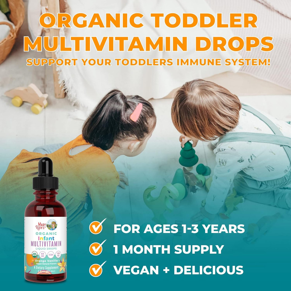 Multivitamin & Multimineral With Iron For Toddlers By Maryruth'S | Usda Organic | Sugar Free | Multivitamin Liquid Drops For Kids Ages 1-3 | Immune Support | Vegan | Non-Gmo | 2 Fl Oz