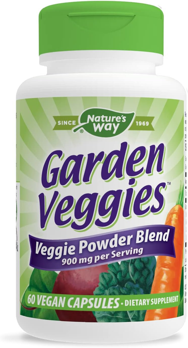 Nature'S Way Daily Garden Veggies, Veggie Powder Blend, 900Mg Per 2-Capsule Serving, 60 Capsules