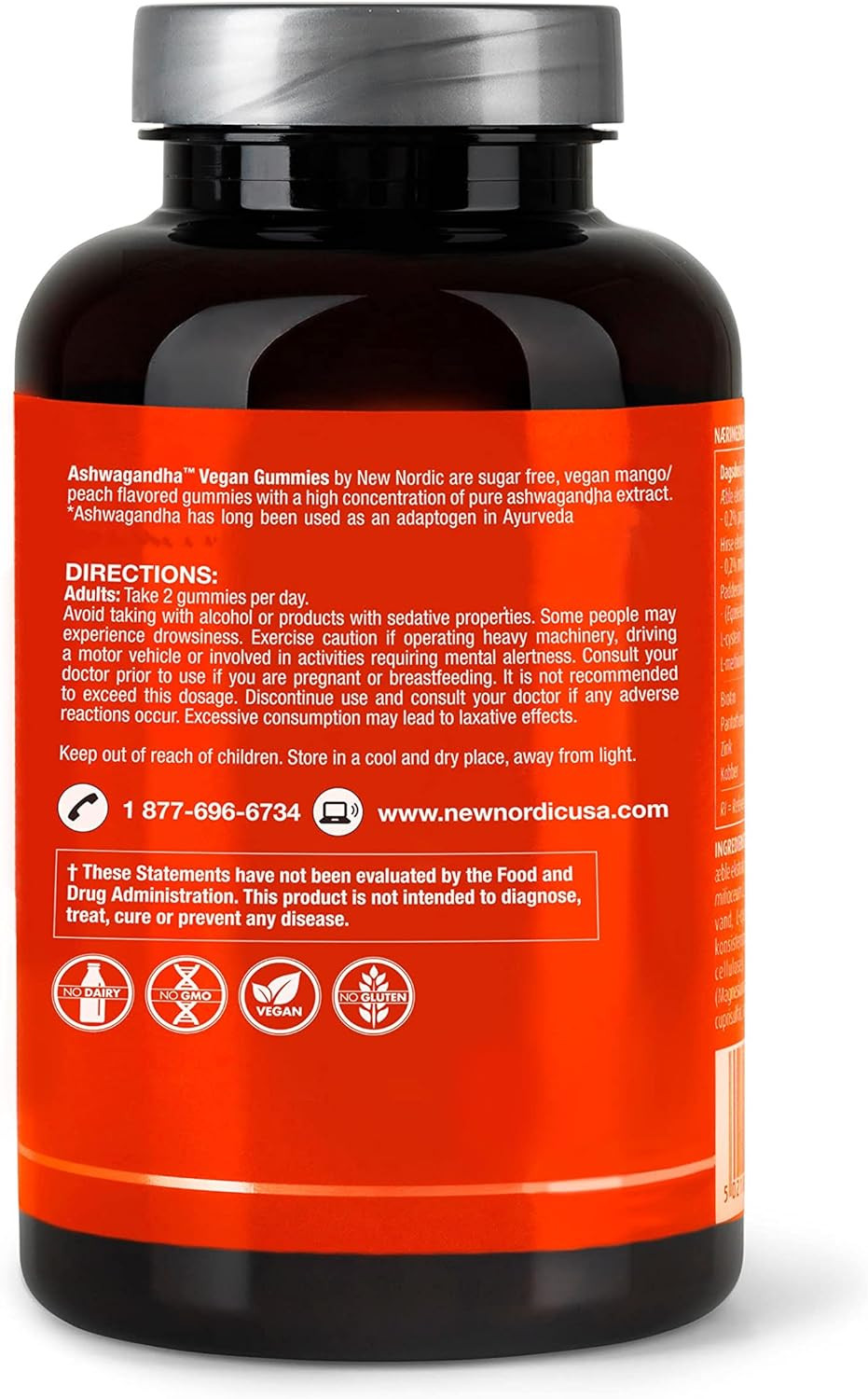 New Nordic Ashwagandha Vegan Gummies | 300 Mg Daily Supplement | Sugar Free, Gluten Free & Non-Gmo | Natural Peach Mango Flavor | 60 Gummies (Pack Of 2)