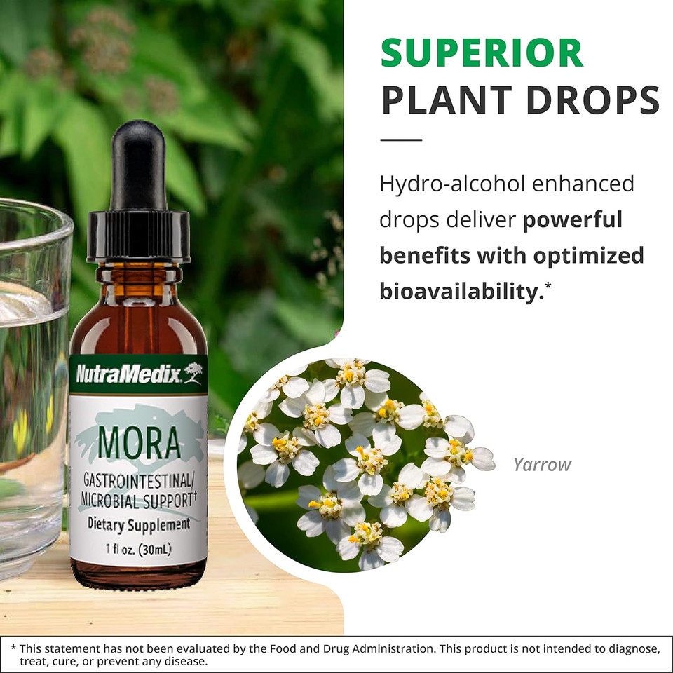 Nutramedix Mora Yarrow Extract - Yarrow Herb, Blackberry Leaves And Capirona Bark Extract For Digestive Health, Gut Support & Healthy Inflammatory Response (1Oz / 60Ml)