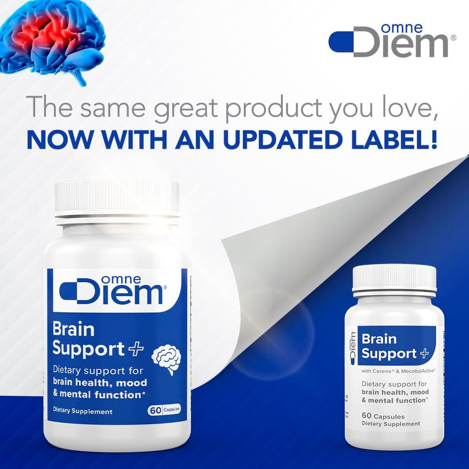 Omne Diem Brain Support With Cerenx And Mecobalactive, 60 Capsules  Dietary Supplement For Brain Health, Mood & Mental Function