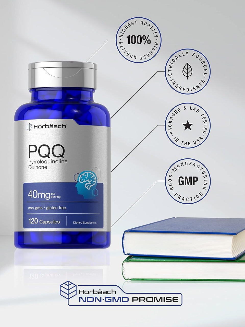 Pqq Supplement 40 Mg | 120 Capsules | Maximum Strength | Non-Gmo And Gluten Free Supplement | Pyrroloquinoline Quinone Disodium Salt | By Horbaach