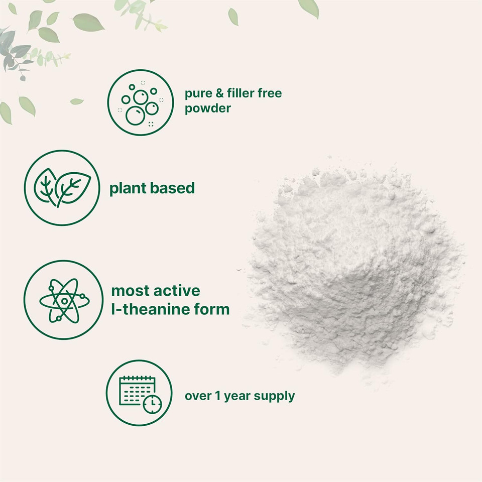 Pure L-Theanine Powder, 100 Grams (1 Year Supply), Filler Free, No Gmos And Vegan Friendly