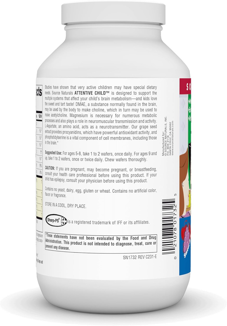 Source Naturals Attentive Child Chewable Wafers For Brain Metabolism Support - 120 Fruit Wafers