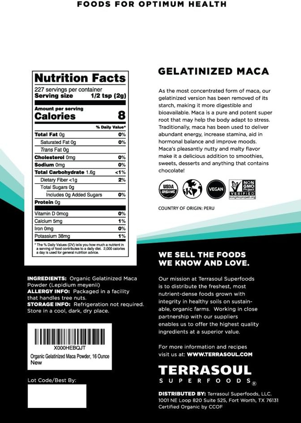 Terrasoul Superfoods Organic Gelatinized Maca Powder, 16 Oz, Hormone Balance, Energy Boost, And Superfood Smoothies With Peruvian Maca Root, Gelatinized For Easy Digestion16 Ounce (Pack Of 1)