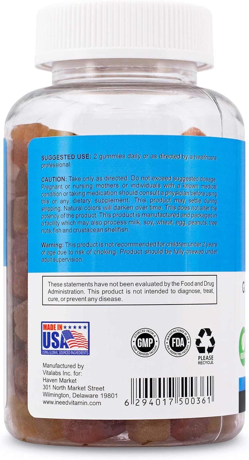 I Need Kids Multivitamin Gummies (90 Count) - Vitamins A, C, D, E, B-16, B-12, Zinc Gummy - Halal Certified & Vegetarian