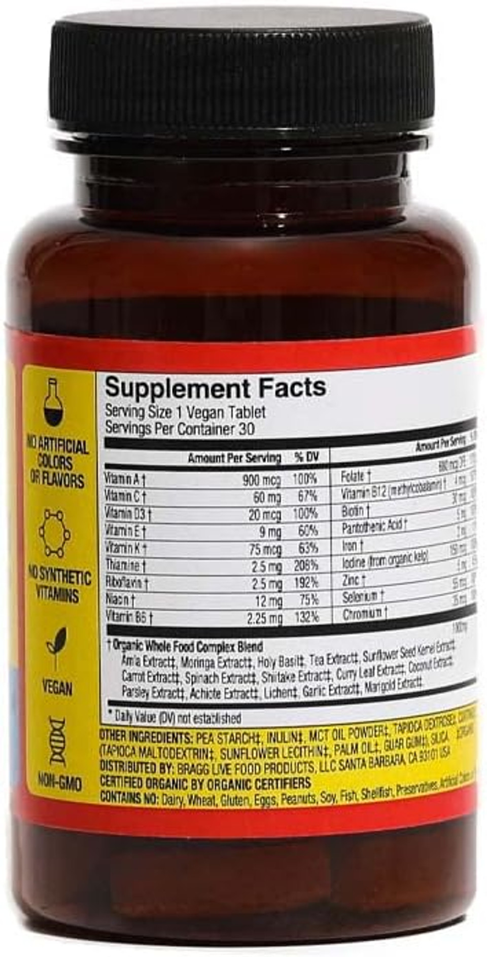 Bragg True Energy Apple Cider Vinegar Capsules & Whole Food Multivitamin Tablets - 6 B Vitamins  Caffeine Free - 750Mg Of Acetic Acid  Non-Gmo