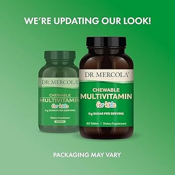 Dr. Mercola Chewable Multivitamin For Kids, 30 Servings (60 Tablets), 0G Sugar Per Serving, Natural Orange Flavor, Dietary Supplement, Supports Overall Health, Non-Gmo