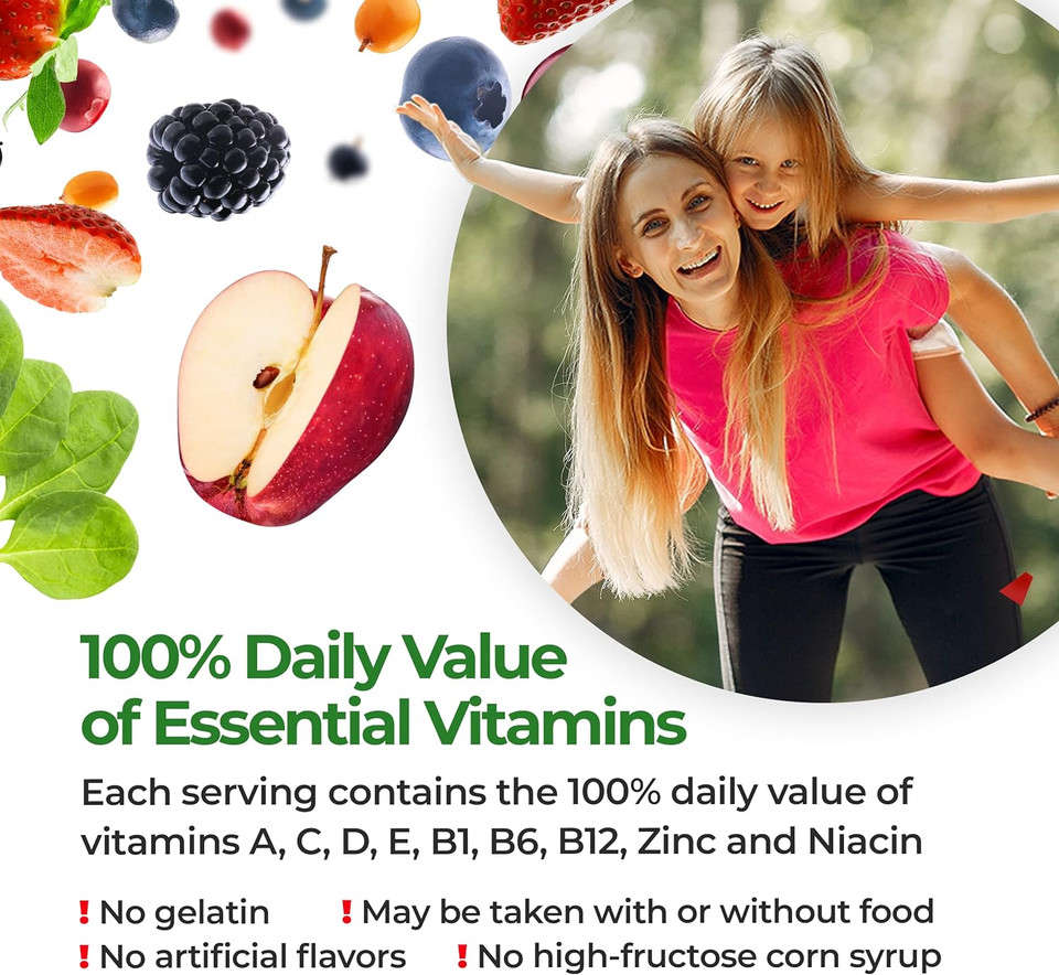 Feelgood Superfoods Vita Fruits And Veggies Supplements, Multivitamin Fruit And Vegetable Gummies, 25 Fruits And Vegetables, Watermelon And Apple Flavors, Vegan, Non-Gmo, 60 Count