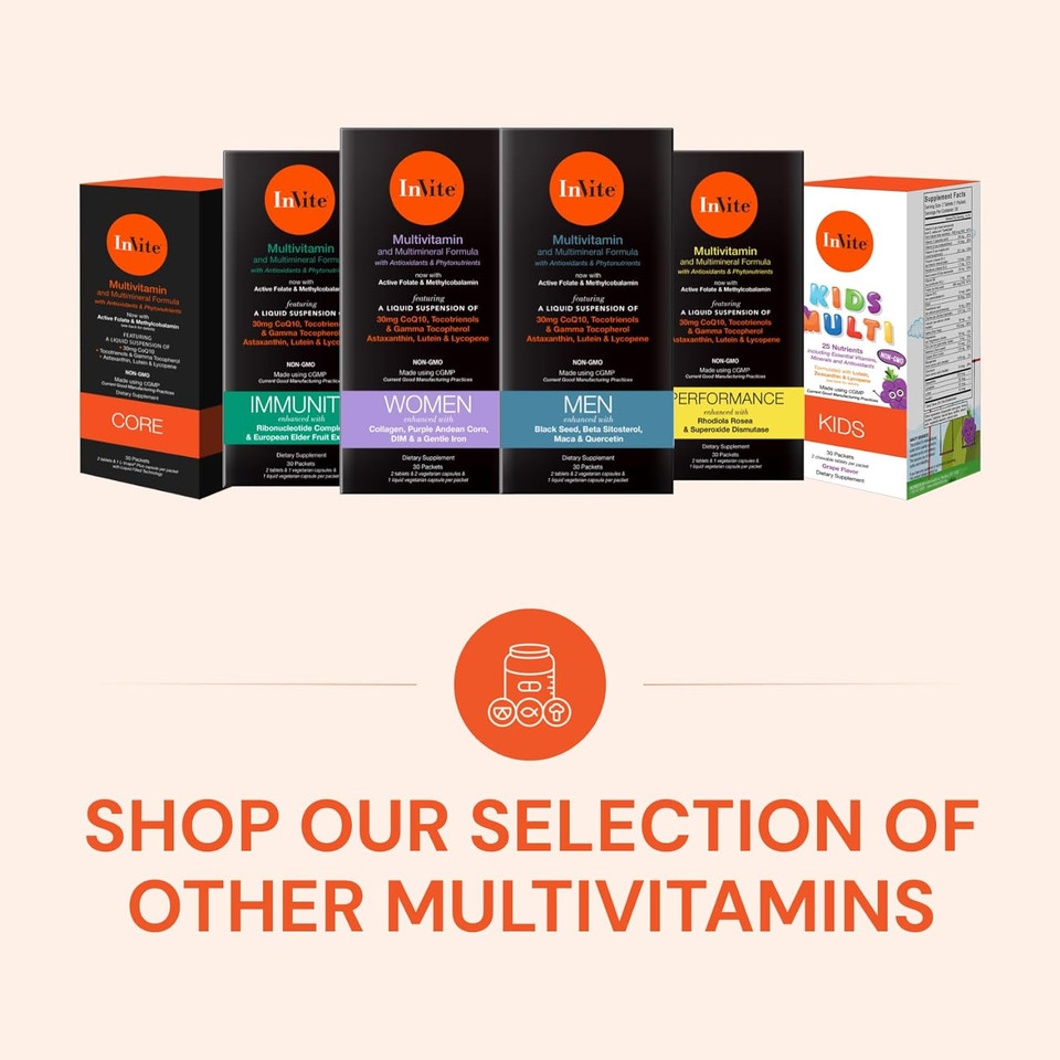 Invite Health Immunity Multivitamin - Comprehensive Daily Multivitamin With Enhanced Immune Support For Immunity - Dairy-Free And Gluten-Free - 30 Day Supply