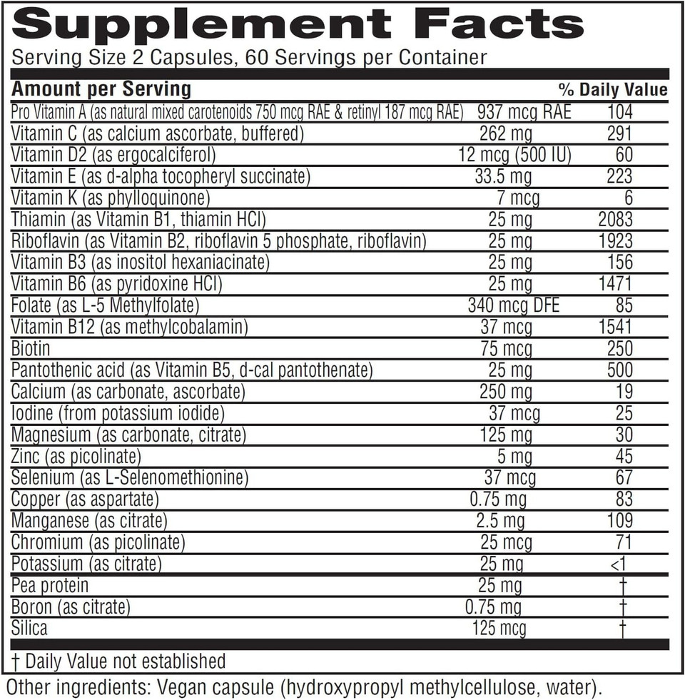 Vitanica Vegan Symmetry, Non-Gmo Vegan Multivitamin For Women, Iron Free, Gluten Free, 120 Capsules