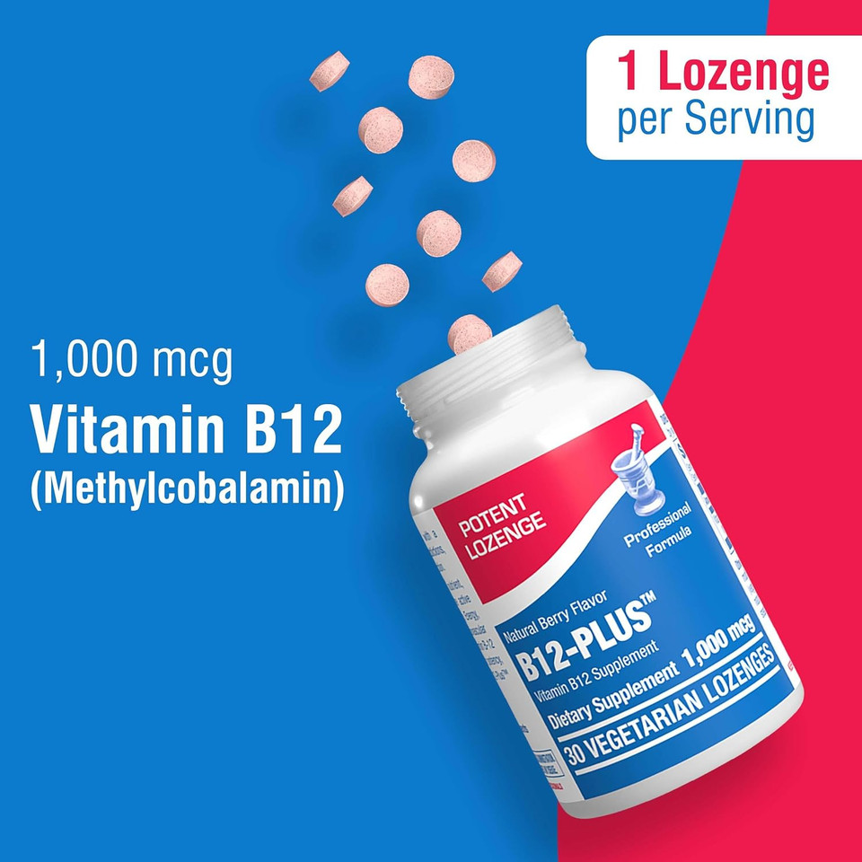 Anabolic Laboratories Vitamin B12 1000 Mcg Methylcobalamin - 30 Vegetarian B12-Plus Lozenges For Bone, Eye, Brain Health And More - Natural Berry Flavor B12 Vitamins