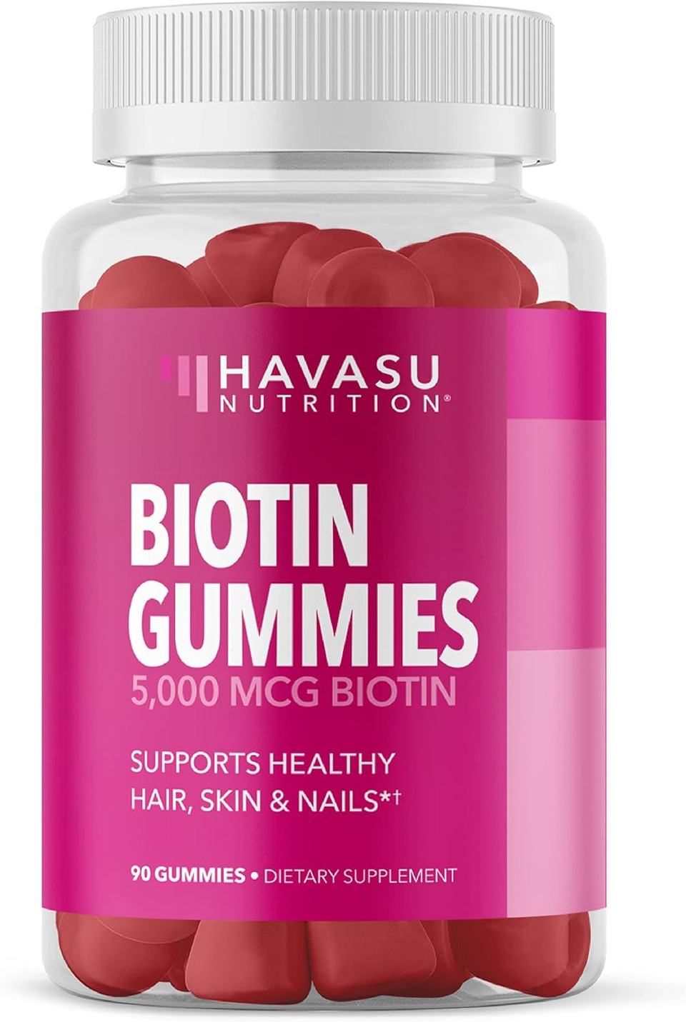 Havasu Nutrition Biotin Gummies Hair Skin Nails Vitamins For Women | Ultimate Hair Growth Supplement (90 Count (1 Pack))