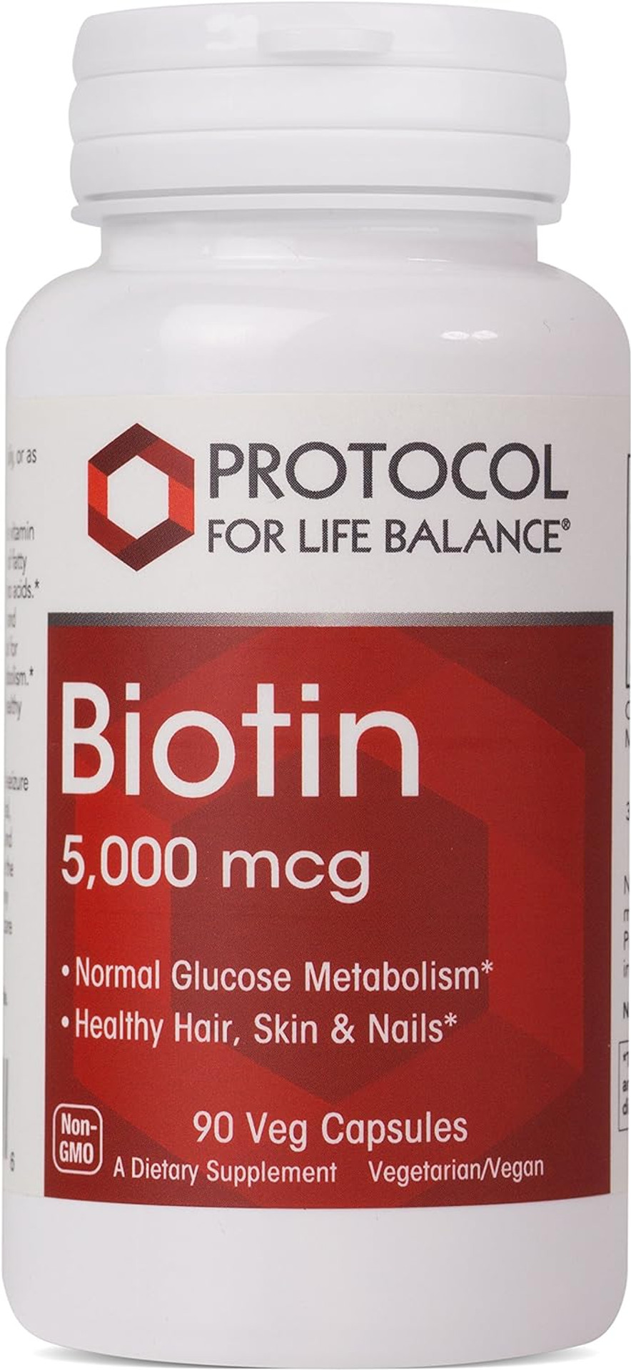 Protocol Biotin 5,000Mcg - Normal Glucose Metabolism - Hair, Skin, And Nails - 90 Veg Caps